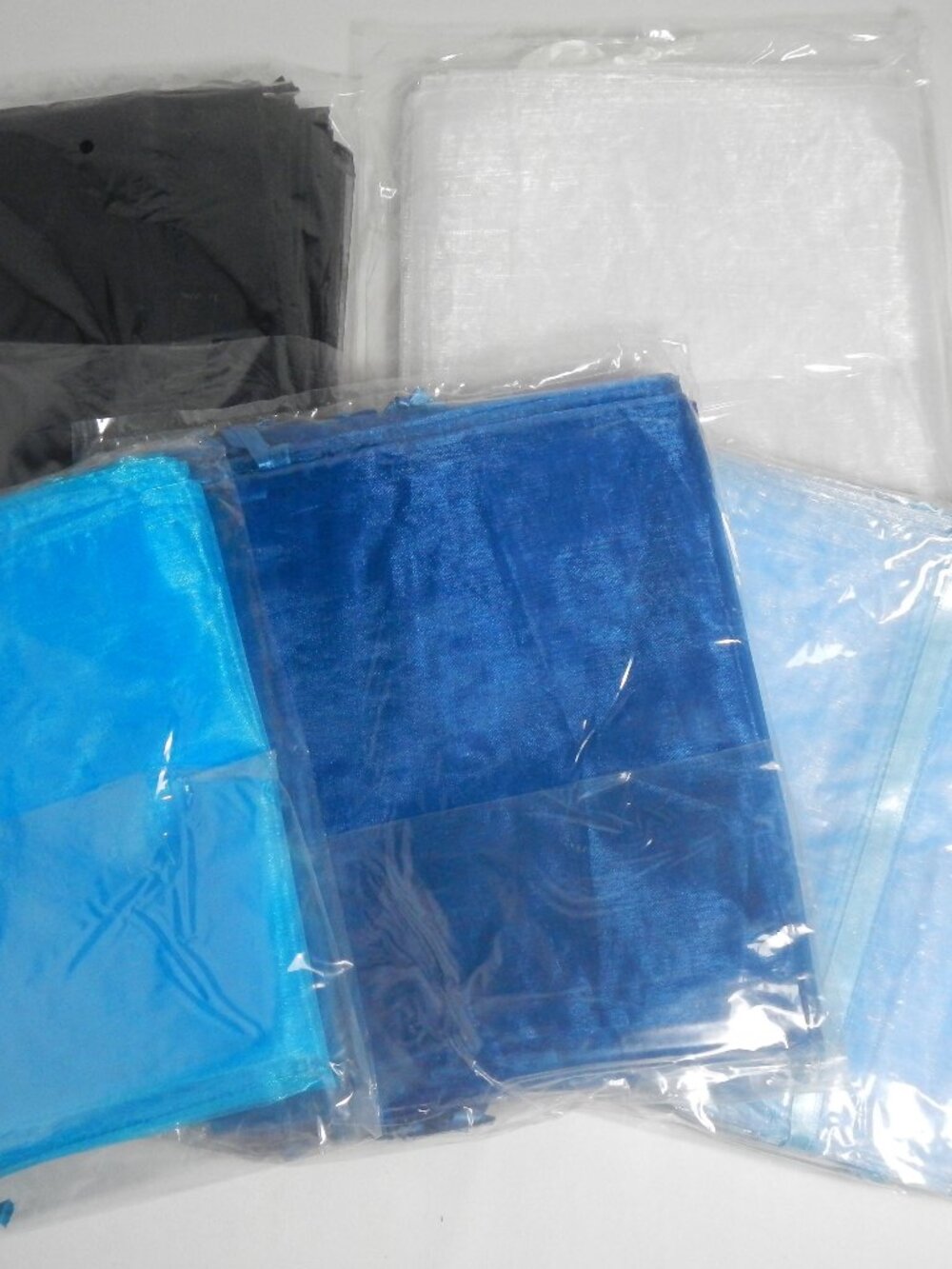 100 Winter Organza Bag Large 8x14" Gift Turquoise Light Blue Gray Royal White